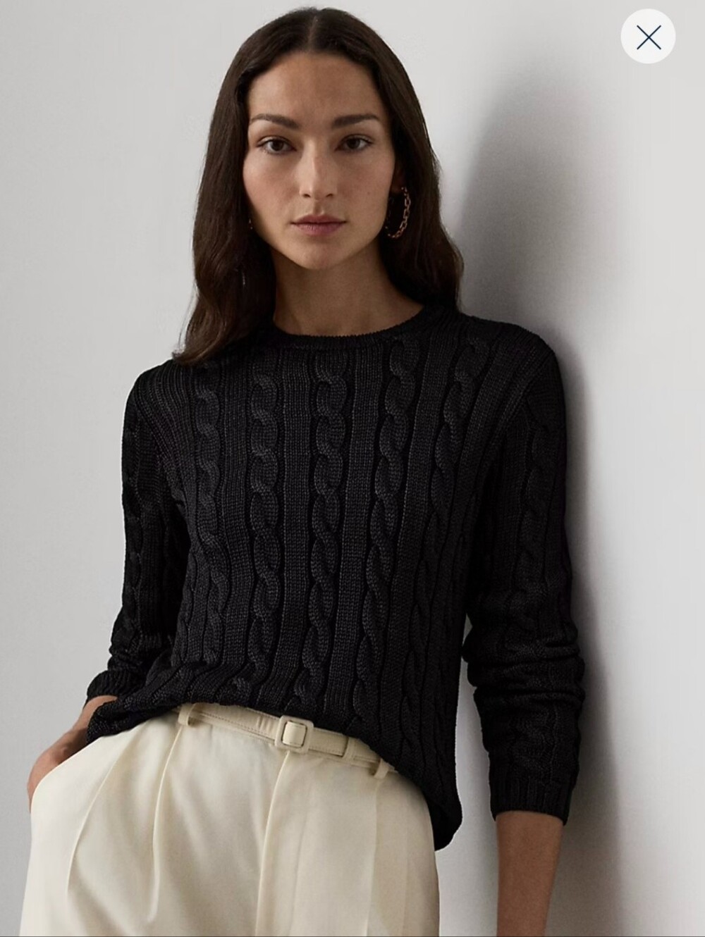 Ralph Lauren Purple Label Coral Cable-Knit Crewneck Sweater Xs. 100% silk.